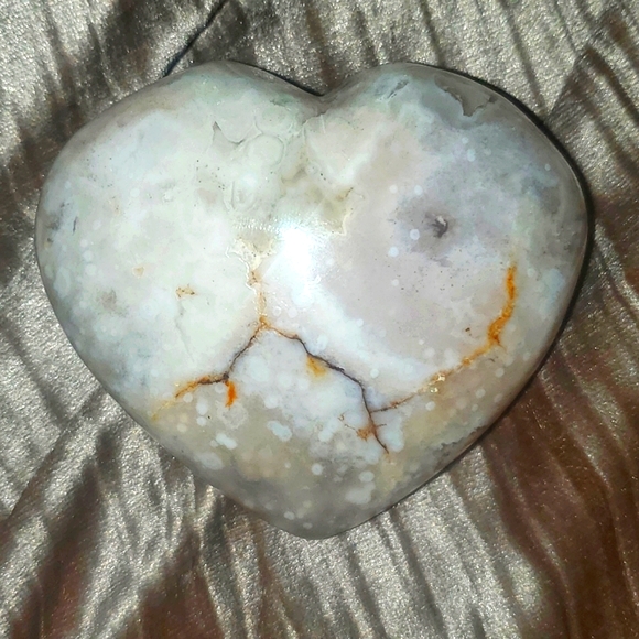 🍒 Cherry Blossom OJ Lace Flower Agate Puffy Heart XL Palm